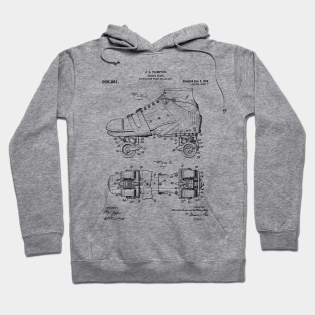 Roller Skates Patent - Derby Fan Skater Art - White Hoodie by patentpress